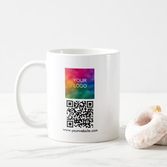 Caneca De Café QR Code Scan Me Upload Logo Modern Simple Template (Com Donut)