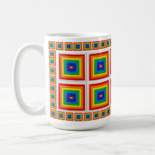 Caneca De Café Quadrado de Arco-íris Geométrico Ousado