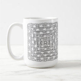 Caneca de Café Quadrado de Crochê Branco Avó