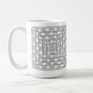 Caneca de Café Quadrado de Crochê Branco Avó