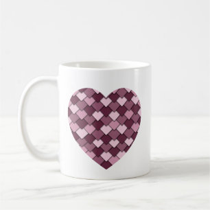 Caneca De Café Quadrado Rosa Cherry e coração de Diamond