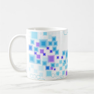 Caneca De Café Quadrados Abstrato, caixas e diamantes coloridos