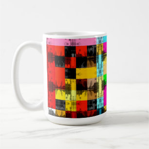 Caneca De Café Quadrados abstrato de arte colorida geométrica