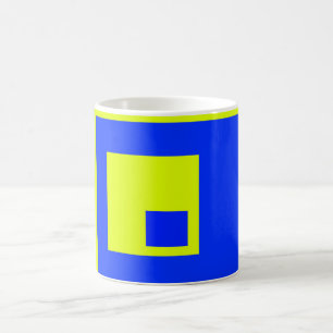 Caneca De Café Quadrados amarelos e azuis