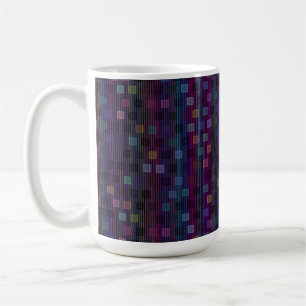 Caneca De Café Quadrados azuis, verdes, roxos, rosados com listra