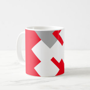 Caneca De Café Quadrados Brancos Interligados em um Fundo Vermelh