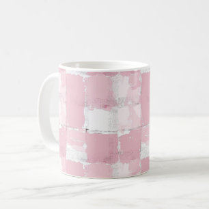 Caneca De Café Quadrados Brancos Rosa