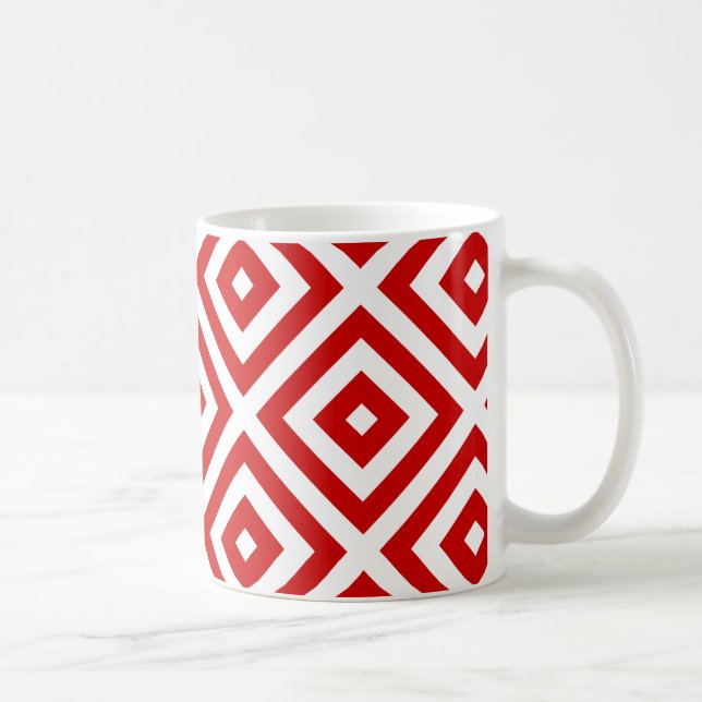 Caneca De Café Quadrados da Vovó Vermelhos e Brancos (Direita)