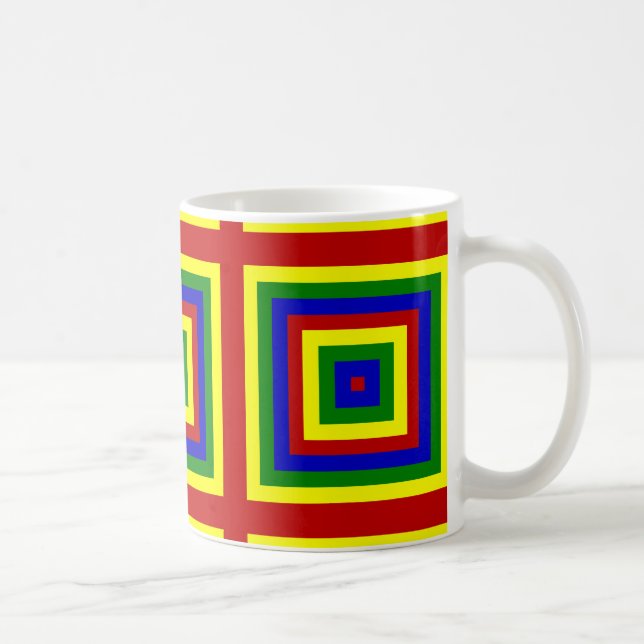 Caneca De Café Quadrados de Camadas de Cores Principais (Direita)