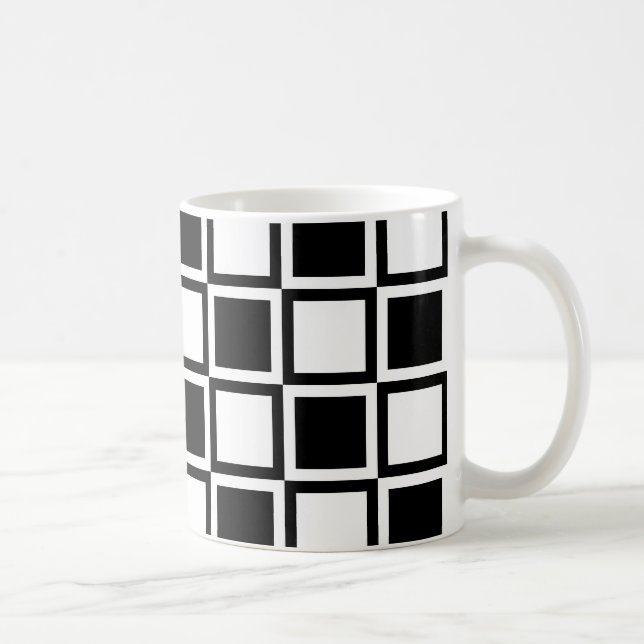 Caneca De Café Quadrados de Mod Negros (Direita)