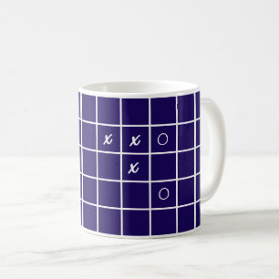 Caneca De Café Quadrados geométricos brancos azuis