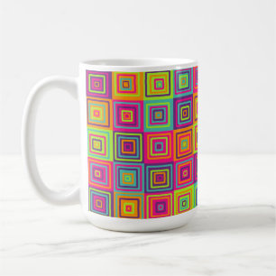 Caneca De Café Quadrados Geométricos Coloridos