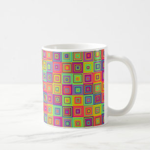 Caneca De Café Quadrados Geométricos Coloridos