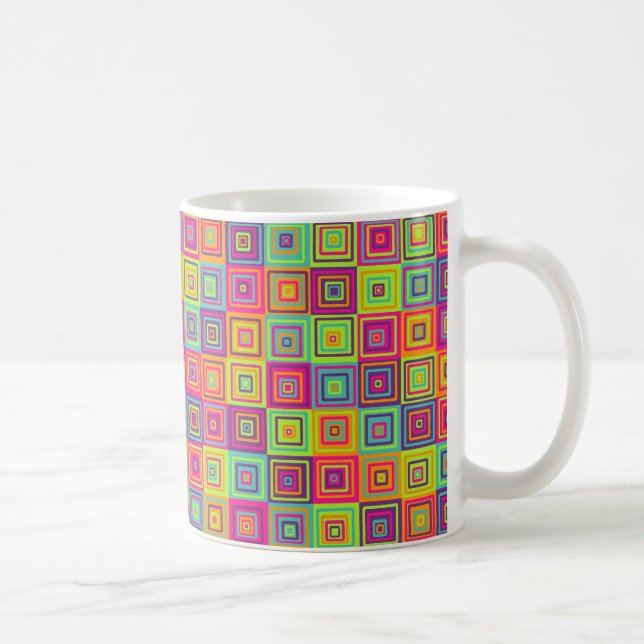 Caneca De Café Quadrados Geométricos Coloridos (Direita)