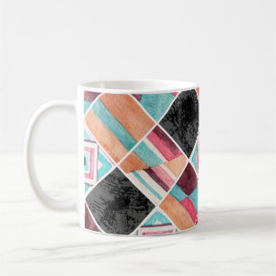 Caneca De Café Quadrados geométricos, retalhos de aquarela