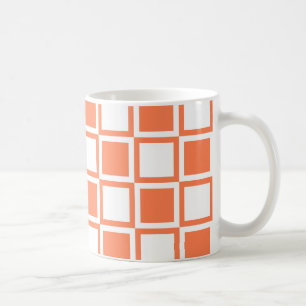 Caneca De Café Quadrados Mod Coral Negrito