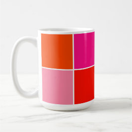 Caneca De Café Quadrados Rosa e Laranja