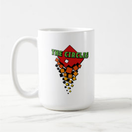 Caneca De Café Quadrados Vermelhos e Amarelos com Texto Verde dos