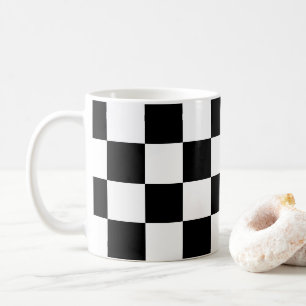 Caneca De Café Quadrados xadrez Preto e Branco geométrico retrô