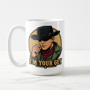 Caneca De Café Quadrinho Retro de Cowboy de Chapéu Preto Eu Sou S