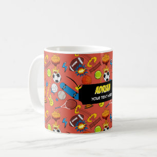 Caneca De Café Quadrinhos Esportivos Infantis Escolares Atléticos