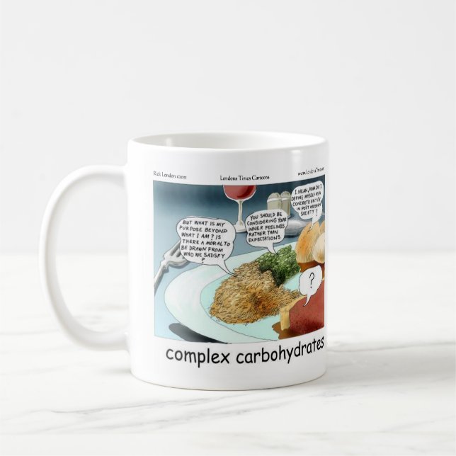 Caneca De Café Quadrinhos Filosóficos de Carboidratos Complexos C (Esquerda)