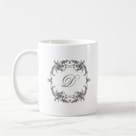 Caneca De Café Quadro Barroco Elegante com seu Monograma Inicial