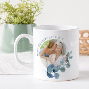Caneca De Café Quadro com folha de eucalipto para o Dia das Mães