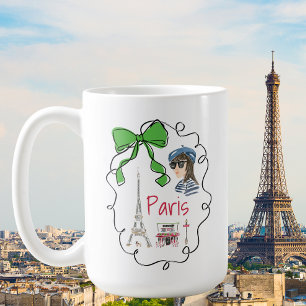Caneca De Café Quadro de Arco Verde do Café Torre Eiffel de Paris