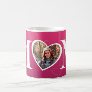 Caneca De Café Quadro de Coração Rosa de Foto do Dia de as mãe
