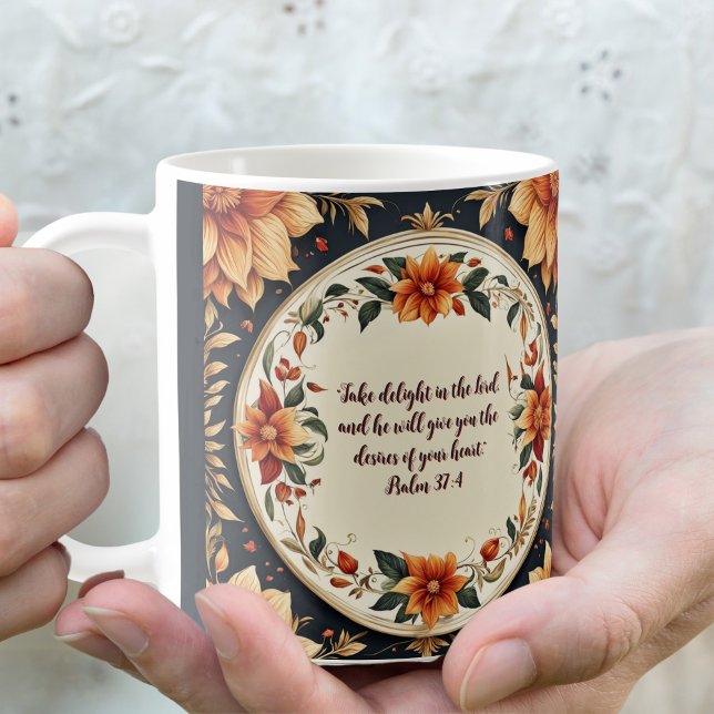 Caneca De Café Quadro de Flor de Outono com Verso Personalizável (Criador carregado)