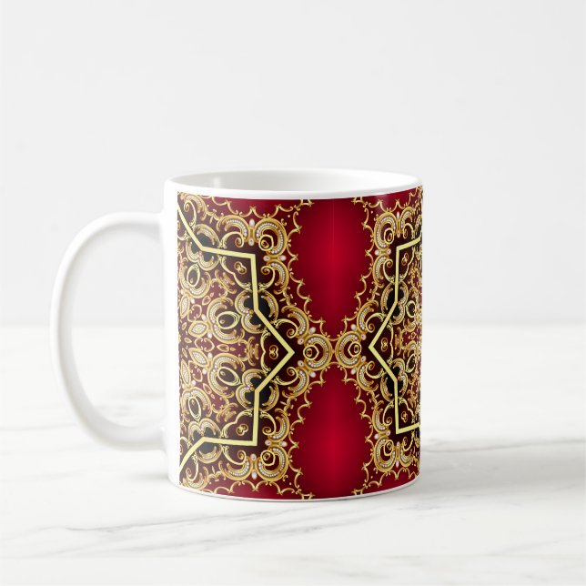Caneca De Café quadro de fundo de ilustração com pérola e ouro( (Esquerda)