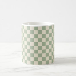 Caneca De Café Quadro de Verificação Branco Verde e Desligado