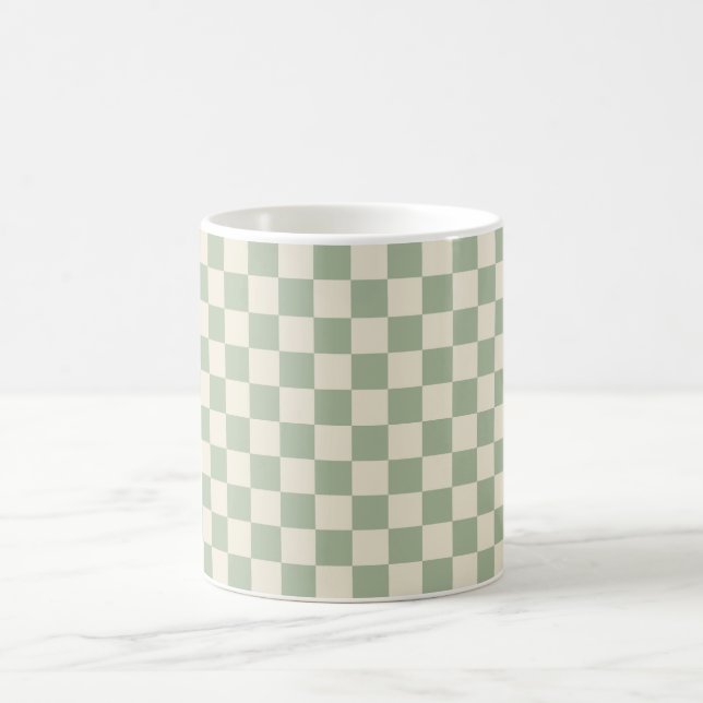 Caneca De Café Quadro de Verificação Branco Verde e Desligado (Centro)