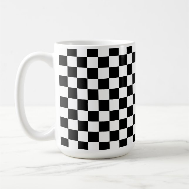 Caneca De Café Quadro de Verificação Preto e Branco (Esquerda)