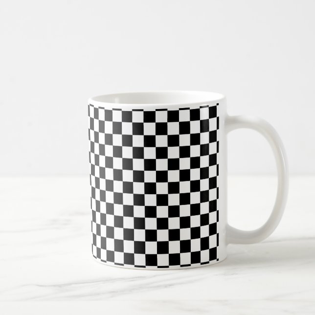 Caneca De Café Quadro de Verificação Preto e Branco (Direita)