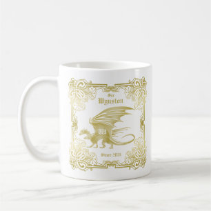 Caneca De Café Quadro Dourado Monograma do Dragão do Cobrir de L