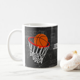 Caneca De Café Quadro Personalizado de Basquete e Hoop