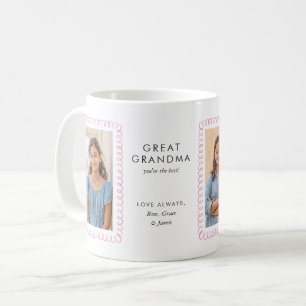Caneca De Café Quadros de Fotos com Laço Rosa Editáveis para Bisa