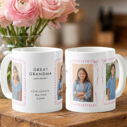 Caneca De Café Quadros de Fotos com Laço Rosa Editáveis para Bisa