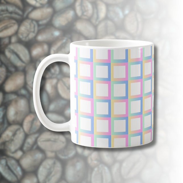 Caneca De Café Quadros de Padrões de Gradiente Simétricos Brancos (Criador carregado)