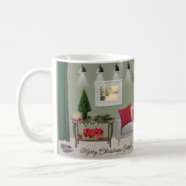 Caneca De Café Quaint Christmas Scene Mug (Esquerda)