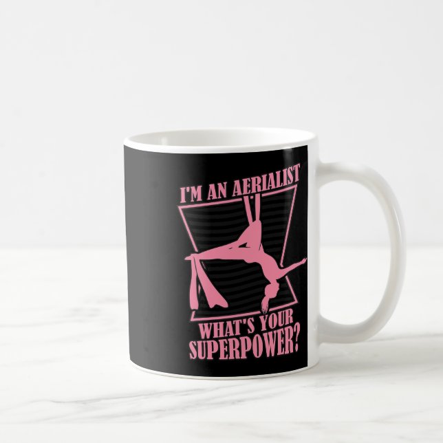 Caneca De Café Qual é sua Ginástica de Superpoder Aerial Yoga Aer (Direita)