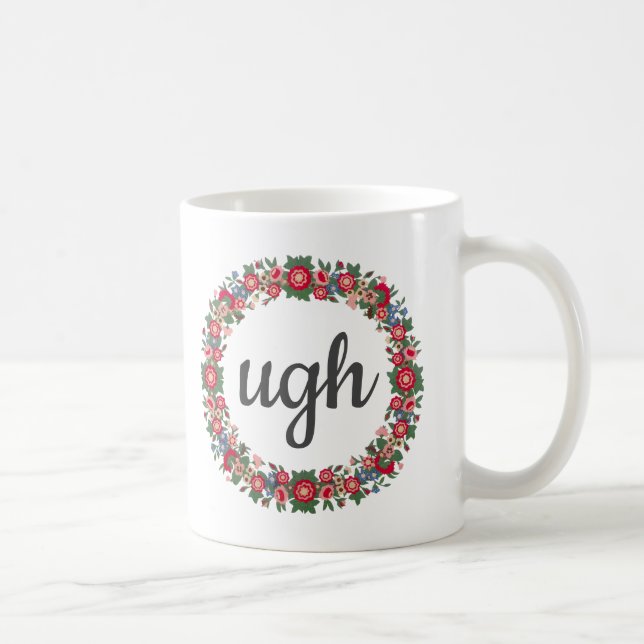 Caneca De Café Qualquer Citação Sarcástica Floral de Corte de Scr (Direita)