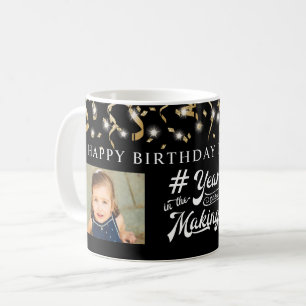 Caneca De Café Qualquer Foto de Aniversário por ANOS no FAZER