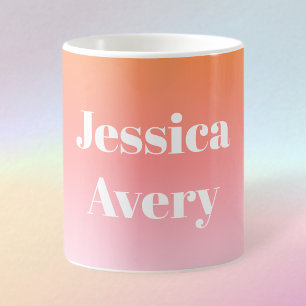 Caneca De Café Qualquer Nome Texto Estilizado Retro-Moderno Col