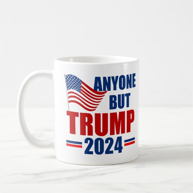 Caneca De Café Qualquer Um, Exceto Trump 2024 Engraçado Político (Esquerda)