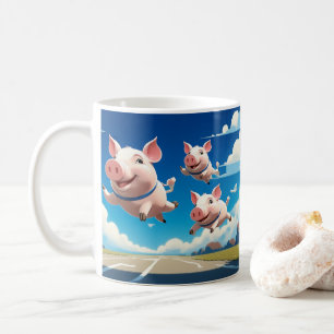 Caneca De Café Quando os Porcos Voarem Porcos Alados Divertidos