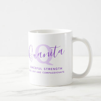 Caneca De Café Quanita name meaning monogram Z purple