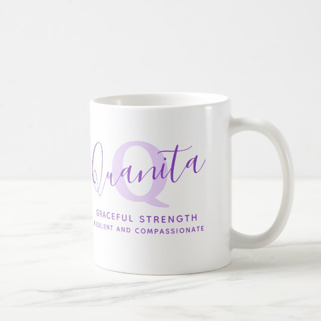Caneca De Café Quanita name meaning monogram Z purple (Direita)